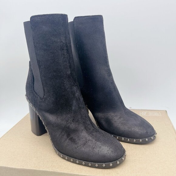 Rag & Bone Romi Studded Waxy Black Suede Chelsea Boots Womens EU 35 US 5 $595 - Picture 5 of 12